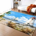 thumbnail image 1 of Area Rugs Indoor Non-Slip Rectangle Rug 2x3 Ft Lighthouse Summer Beach Boat Retro Watercolor Summer Rug Rubber Backing Floor Mats Non Shedding Home Decor Carpet for Entryway Living Room, 1 of 8