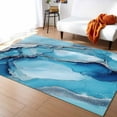 thumbnail image 1 of Area Rugs Indoor Non-Slip Rectangle Rug 2x3 Ft Marble Texture Blue Sage Green Shinny Modern Abstract Rug Rubber Backing Floor Mats Non Shedding Home Decor Carpet for Entryway Living Room, 1 of 8
