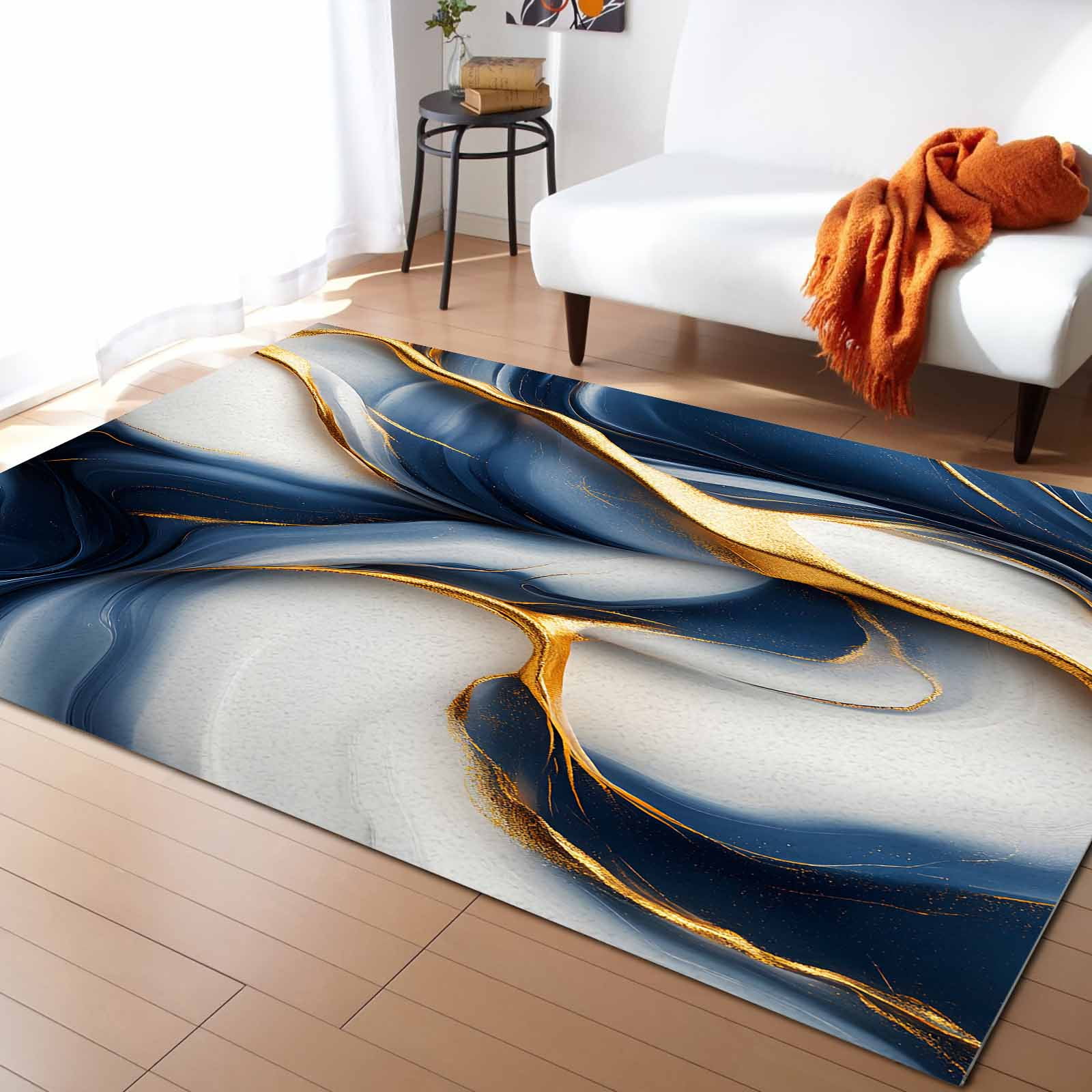 Area Rugs Indoor Non-Slip Rectangle Rug 2x3 Ft Marble Texture Modern ...