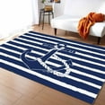 thumbnail image 1 of Area Rugs Indoor Non-Slip Rectangle Rug 2x3 Ft Navy Anchor Nautical Vintage Blue White Stripes Rug Rubber Backing Floor Mats Non Shedding Home Decor Carpet for Entryway Living Room, 1 of 8