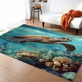 thumbnail image 1 of Area Rugs Indoor Non-Slip Rectangle Rug 2x3 Ft Sea Turtle Nautical Turquoise Ocean Underwear Coral Retro Rug Rubber Backing Floor Mats Non Shedding Home Decor Carpet for Entryway Living Room, 1 of 8