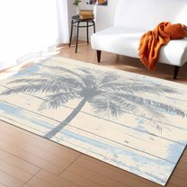 Area Rugs Indoor Non-Slip Rectangle Rug 2x3 Ft Summer Coconut Tree Vintage Paint Wood Grain Rug Rubber Backing Floor Mats Non Shedding Home Decor Carpet for Entryway Living Room