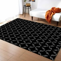 Area Rugs Indoor Non-Slip Rectangle Rug 2x3 Ft White Diamond Lattice Black Retro Plaid Texture Rug Rubber Backing Floor Mats Non Shedding Home Decor Carpet for Entryway Living Room