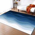 thumbnail image 1 of Area Rugs Indoor Non-Slip Rectangle Rug 4x6 Ft Abstract Blue White Beach Gradient Ocean Waves Rug Rubber Backing Floor Mats Non Shedding Home Decor Carpet for Entryway Living Room, 1 of 8