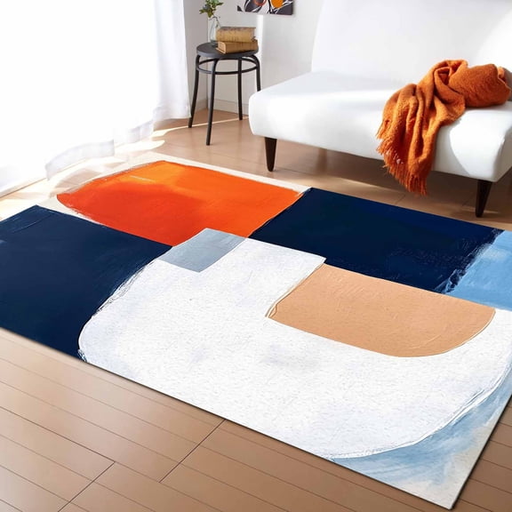 Area Rugs Indoor Non-Slip Rectangle Rug 4x6 Ft Abstract Graffiti Modern Minimalist Modern Nature Rug Rubber Backing Floor Mats Non Shedding Home Decor Carpet for Entryway Living Room