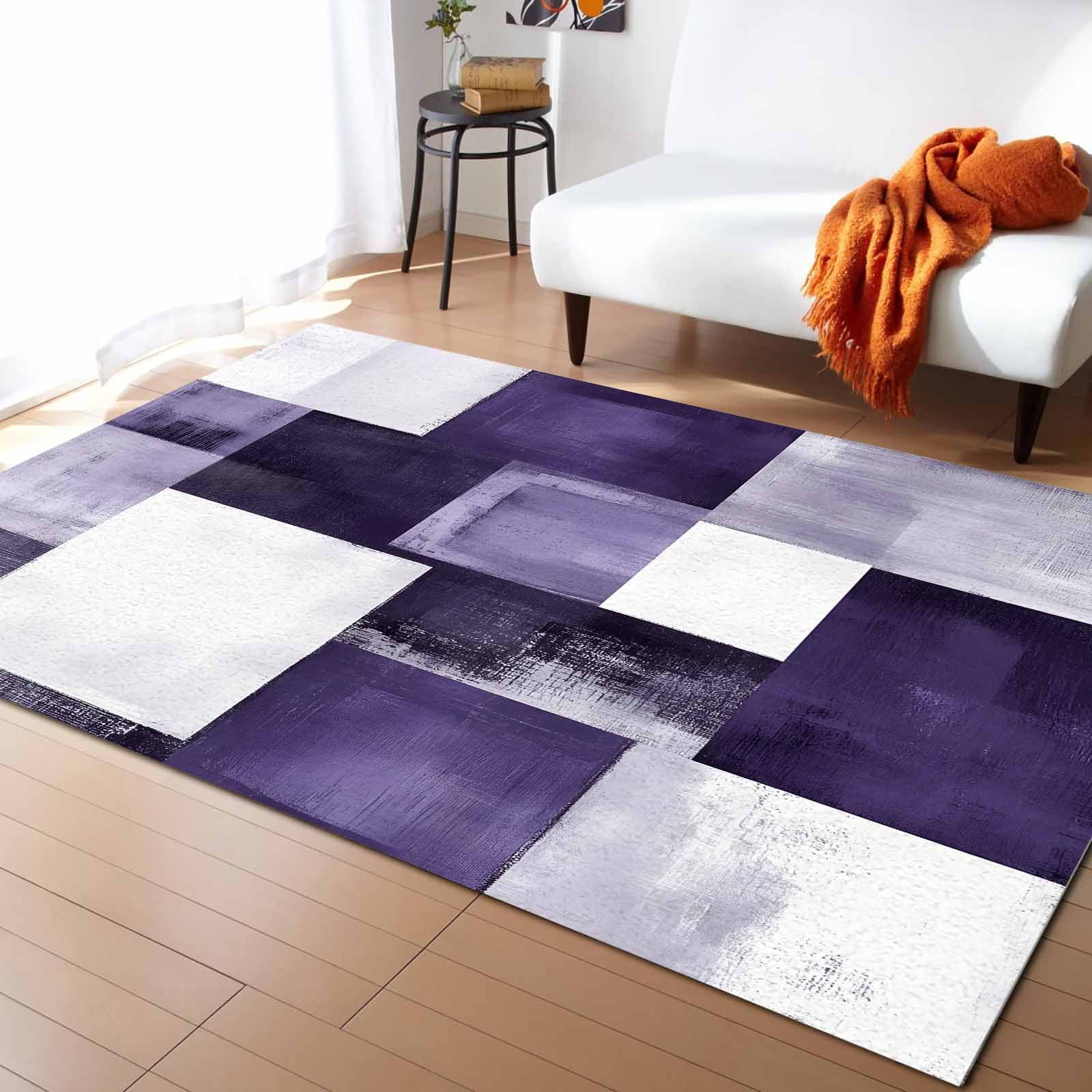 Area Rugs Indoor Non-Slip Rectangle Rug 4x6 Ft Abstract Purple ...