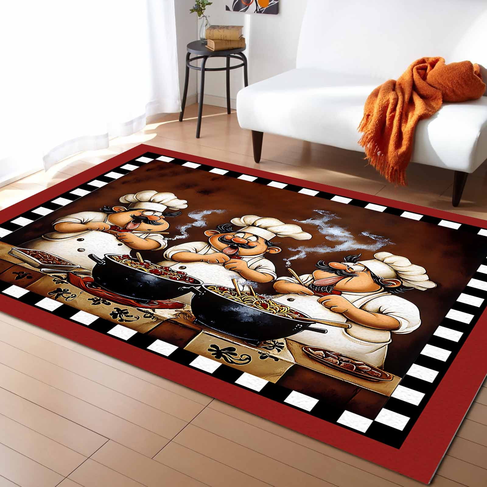 Area Rugs Indoor Non-Slip Rectangle Rug 4x6 Ft Funny Chefs Chef Cooking ...
