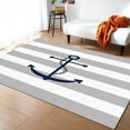 thumbnail image 1 of Area Rugs Indoor Non-Slip Rectangle Rug 4x6 Ft Grey Stripes Anchor Nautical Geometric Rug Rubber Backing Floor Mats Non Shedding Home Decor Carpet for Entryway Living Room, 1 of 8