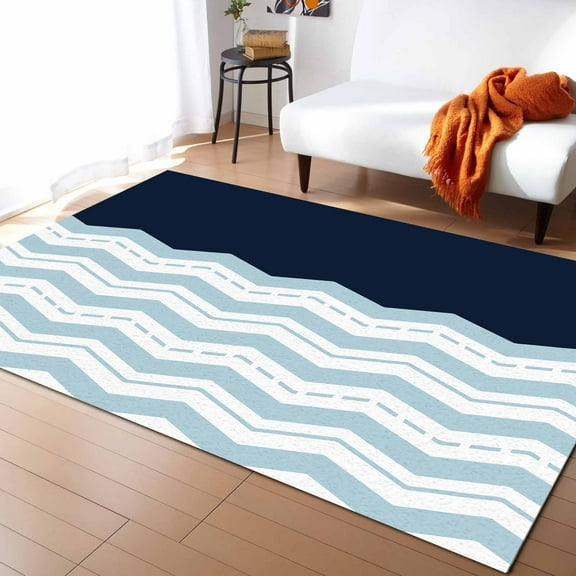 Blue Plaid Easter Washable Round Rug 6ft Area Rug for Living Room, Soft ...