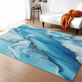 thumbnail image 1 of Area Rugs Indoor Non-Slip Rectangle Rug 4x6 Ft Marble Texture Blue Green Sliver Modern Abstract Rug Rubber Backing Floor Mats Non Shedding Home Decor Carpet for Entryway Living Room, 1 of 8