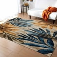 thumbnail image 1 of Area Rugs Indoor Non-Slip Rectangle Rug 4x6 Ft Retro Palm Leaf Blue Brown Tropical Plants Rug Rubber Backing Floor Mats Non Shedding Home Decor Carpet for Entryway Living Room, 1 of 8