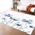 thumbnail image 1 of Area Rugs Indoor Non-Slip Rectangle Rug 4x6 Ft Simple Style Watercolor Retro Blue Floral Lines Rug Rubber Backing Floor Mats Non Shedding Home Decor Carpet for Entryway Living Room, 1 of 8