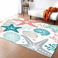 thumbnail image 1 of Area Rugs Indoor Non-Slip Rectangle Rug 4x6 Ft Summer Ocean Teal and Red Grey Coral Starfish Seashells Rug Rubber Backing Floor Mats Non Shedding Home Decor Carpet for Entryway Living Room, 1 of 8