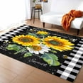 thumbnail image 1 of Area Rugs Indoor Non-Slip Rectangle Rug 4x6 Ft Sunflowers Vintage Floral Bee Farmhouse Black Buffalo Plaid Rug Rubber Backing Floor Mats Non Shedding Home Decor Carpet for Entryway Living Room, 1 of 8