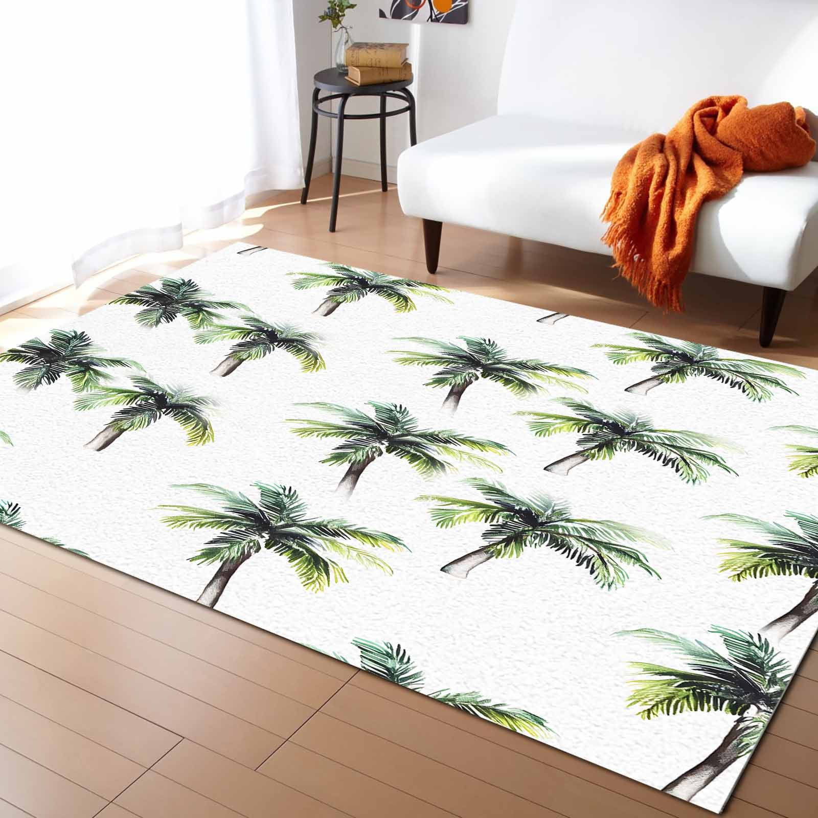 Area Rugs Indoor Non-Slip Rectangle Rug 4x6 Ft Tropical Tree Green Palm ...