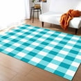 thumbnail image 1 of Area Rugs Indoor Non-Slip Rectangle Rug 4x6 Ft Turquoise Plaid Turquoise Gradient Line Check Geometric Rug Rubber Backing Floor Mats Non Shedding Home Decor Carpet for Entryway Living Room, 1 of 8