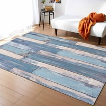 Area Rugs Indoor Non-Slip Rectangle Rug 4x6 Ft Vintage Cyan Wood Planks Texture Backdrop Rug Rubber Backing Floor Mats Non Shedding Home Decor Carpet for Entryway Living Room