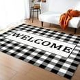 thumbnail image 1 of Area Rugs Indoor Non-Slip Rectangle Rug 4x6 Ft Welcome Black White Buffalo Check Plaid Rug Rubber Backing Floor Mats Non Shedding Home Decor Carpet for Entryway Living Room, 1 of 8