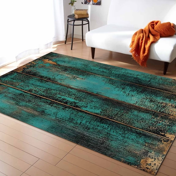 Area Rugs Indoor Non-Slip Rectangle Rug 4x6 Ft Wood Stripes Sage Green Wood Retro Impressionist Rug Rubber Backing Floor Mats Non Shedding Home Decor Carpet for Entryway Living Room