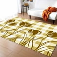 thumbnail image 1 of Area Rugs Indoor Non-Slip Rectangle Rug 4x6 Ft Yellow Tulip Yellow Flower Silhouette Plaid Rug Rubber Backing Floor Mats Non Shedding Home Decor Carpet for Entryway Living Room, 1 of 8