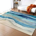 thumbnail image 1 of Area Rugs Indoor Non-Slip Rectangle Rug 5x7 Ft Abstract Blue Gradient Beach Ocean Wave Oil Painting Rug Rubber Backing Floor Mats Non Shedding Home Decor Carpet for Entryway Living Room, 1 of 8