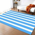 thumbnail image 1 of Area Rugs Indoor Non-Slip Rectangle Rug 5x7 Ft Abstract Modem Blue White Striped Rug Rubber Backing Floor Mats Non Shedding Home Decor Carpet for Entryway Living Room, 1 of 8
