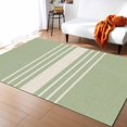 thumbnail image 1 of Area Rugs Indoor Non-Slip Rectangle Rug 5x7 Ft Abstract Modem Simple Striped Green Linen Rug Rubber Backing Floor Mats Non Shedding Home Decor Carpet for Entryway Living Room, 1 of 8