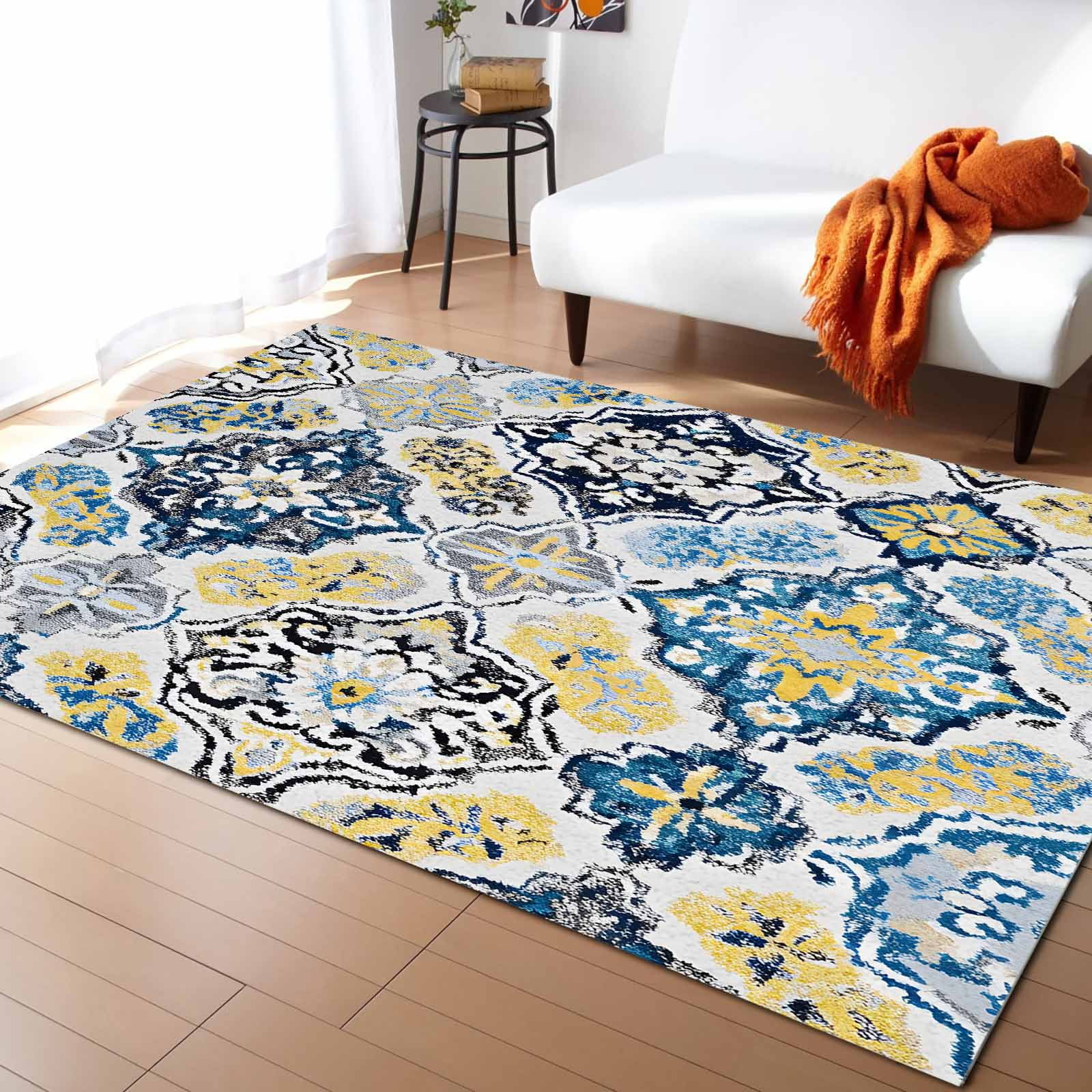 Area Rugs Indoor Non-Slip Rectangle Rug 5x7 Ft Boho Abstract Retro ...