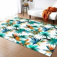 thumbnail image 1 of Area Rugs Indoor Non-Slip Rectangle Rug 5x7 Ft Brown Blue Palm Leaf Tropical Plant Minimalist Style Summer Rug Rubber Backing Floor Mats Non Shedding Home Decor Carpet for Entryway Living Room, 1 of 8