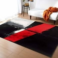 thumbnail image 1 of Area Rugs Indoor Non-Slip Rectangle Rug 5x7 Ft Dark Style Red Black Abstract Geometric Modern Rug Rubber Backing Floor Mats Non Shedding Home Decor Carpet for Entryway Living Room, 1 of 8