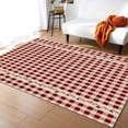 thumbnail image 1 of Area Rugs Indoor Non-Slip Rectangle Rug 5x7 Ft Farmhouse Berry Red Buffalo Plaid American Country Rustic Rug Rubber Backing Floor Mats Non Shedding Home Decor Carpet for Entryway Living Room, 1 of 8