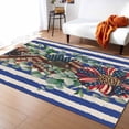 thumbnail image 1 of Area Rugs Indoor Non-Slip Rectangle Rug 5x7 Ft Independence Day USA Flag Sunflower Blue White Stripe Rug Rubber Backing Floor Mats Non Shedding Home Decor Carpet for Entryway Living Room, 1 of 8