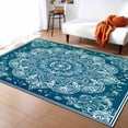 thumbnail image 1 of Area Rugs Indoor Non-Slip Rectangle Rug 5x7 Ft Retro Ethnic Style Abstract Green Tribal Flower Printing Rug Rubber Backing Floor Mats Non Shedding Home Decor Carpet for Entryway Living Room, 1 of 8