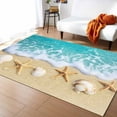 thumbnail image 1 of Area Rugs Indoor Non-Slip Rectangle Rug 5x7 Ft Summer Beach Ocean Shell Starfish Waves Sand Coastal Rug Rubber Backing Floor Mats Non Shedding Home Decor Carpet for Entryway Living Room, 1 of 8