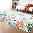 thumbnail image 1 of Area Rugs Indoor Non-Slip Rectangle Rug 5x7 Ft Summer Coastal Ocean Coral Seaweed Summer Nautical Rug Rubber Backing Floor Mats Non Shedding Home Decor Carpet for Entryway Living Room, 1 of 8