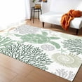 thumbnail image 1 of Area Rugs Indoor Non-Slip Rectangle Rug 5x7 Ft Summer Sage Green Coastal Ocean Sea Turtle Coral Seashell Rug Rubber Backing Floor Mats Non Shedding Home Decor Carpet for Entryway Living Room, 1 of 8