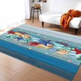 thumbnail image 1 of Area Rugs Indoor Non-Slip Rectangle Rug 5x7 Ft Summer Starfish Coral Shell Sea Animals Teal Wood Grain Rug Rubber Backing Floor Mats Non Shedding Home Decor Carpet for Entryway Living Room, 1 of 8