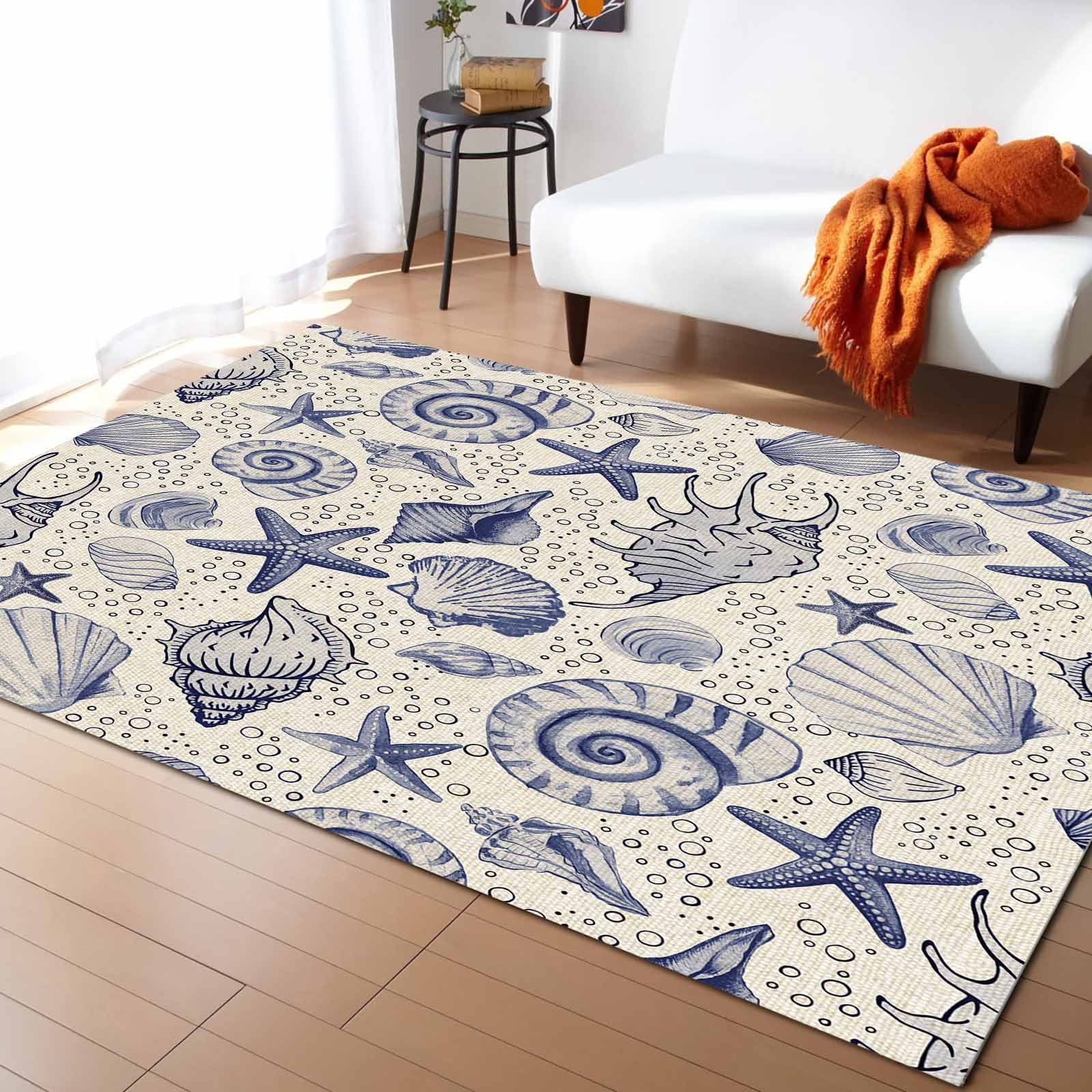 Area Rugs Indoor Non-Slip Rectangle Rug 5x7 Ft Vintage Summer Ocean ...
