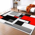 thumbnail image 1 of Area Rugs Indoor Non-Slip Rectangle Rug 5x8 Ft Abstract Medieval Red Black Geometrical Rug Rubber Backing Floor Mats Non Shedding Home Decor Carpet for Entryway Living Room, 1 of 8