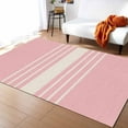 thumbnail image 1 of Area Rugs Indoor Non-Slip Rectangle Rug 5x8 Ft Abstract Modern White Striped Pink Linen Rug Rubber Backing Floor Mats Non Shedding Home Decor Carpet for Entryway Living Room, 1 of 8