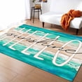 thumbnail image 1 of Area Rugs Indoor Non-Slip Rectangle Rug 5x8 Ft Hello Sunshine Summer Teal Beach Gradient Ocean Waves Rug Rubber Backing Floor Mats Non Shedding Home Decor Carpet for Entryway Living Room, 1 of 8
