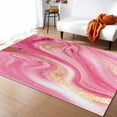 thumbnail image 1 of Area Rugs Indoor Non-Slip Rectangle Rug 5x8 Ft Pink Marble Abstract Gold Foil Modern Rug Rubber Backing Floor Mats Non Shedding Home Decor Carpet for Entryway Living Room, 1 of 8
