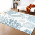thumbnail image 1 of Area Rugs Indoor Non-Slip Rectangle Rug 5x8 Ft Summer Blue Grey Crab Coral Seashell Nautical Coastal Rug Rubber Backing Floor Mats Non Shedding Home Decor Carpet for Entryway Living Room, 1 of 8