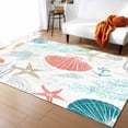 thumbnail image 1 of Area Rugs Indoor Non-Slip Rectangle Rug 5x8 Ft Summer Ocean Blue and Red Coral Starfish Seashells Turtle Rug Rubber Backing Floor Mats Non Shedding Home Decor Carpet for Entryway Living Room, 1 of 8