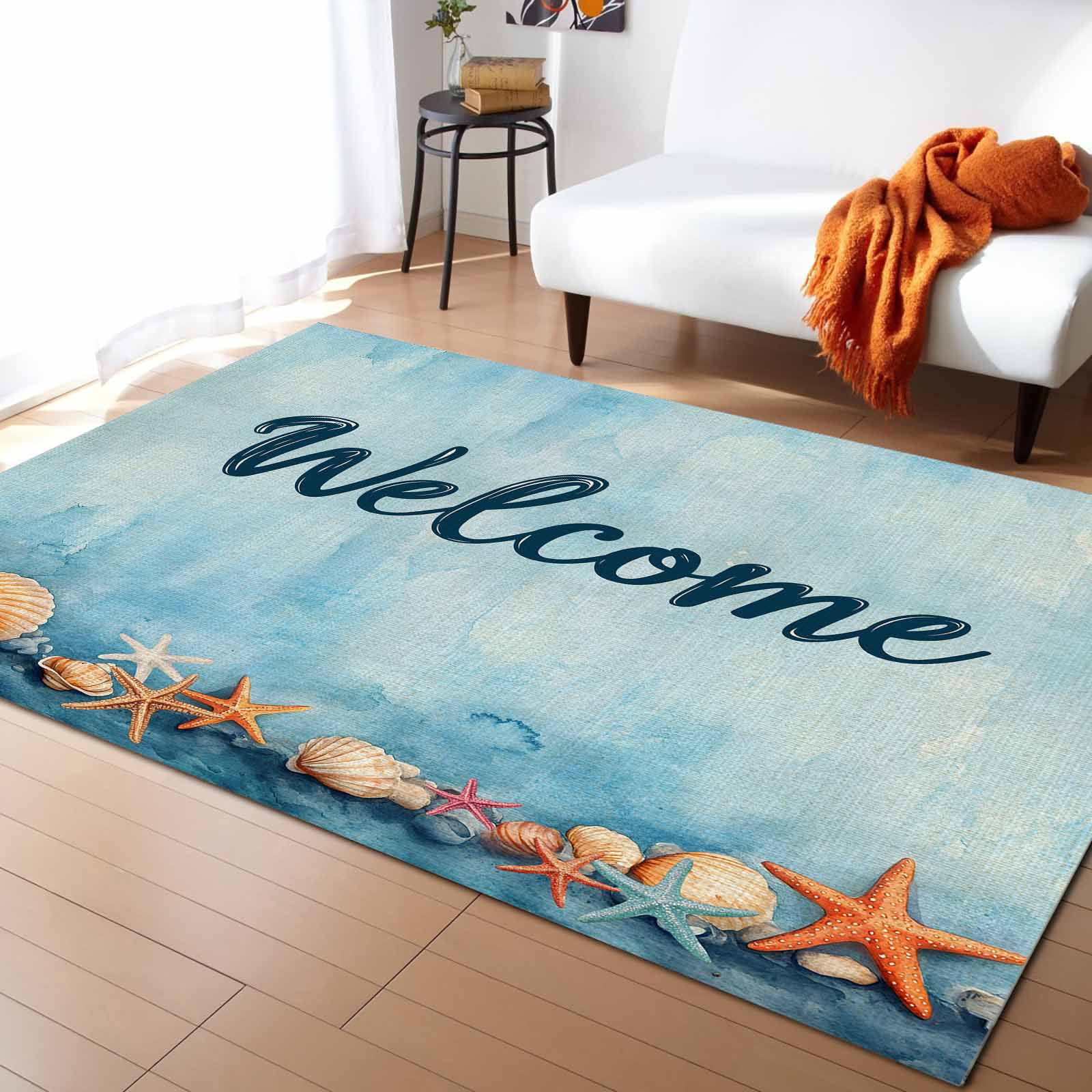 Area Rugs Indoor Non-Slip Rectangle Rug 5x8 Ft Summer Ocean Starfish ...