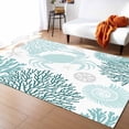 thumbnail image 1 of Area Rugs Indoor Non-Slip Rectangle Rug 5x8 Ft Summer Turquoise Crab Coral Seashell Nautical Coastal Rug Rubber Backing Floor Mats Non Shedding Home Decor Carpet for Entryway Living Room, 1 of 8