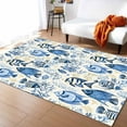 thumbnail image 1 of Area Rugs Indoor Non-Slip Rectangle Rug 5x8 Ft Tropical Marine Life Watercolor Blue Fish Coral Rug Rubber Backing Floor Mats Non Shedding Home Decor Carpet for Entryway Living Room, 1 of 8