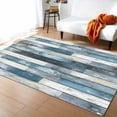 thumbnail image 1 of Area Rugs Indoor Non-Slip Rectangle Rug 5x8 Ft Vintage Country Blue Wood Grain Rug Rubber Backing Floor Mats Non Shedding Home Decor Carpet for Entryway Living Room, 1 of 8