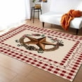 thumbnail image 1 of Area Rugs Indoor Non-Slip Rectangle Rug 5x8 Ft Vintage Country Star Wreath Farmhouse Red Buffalo Plaid Rug Rubber Backing Floor Mats Non Shedding Home Decor Carpet for Entryway Living Room, 1 of 8