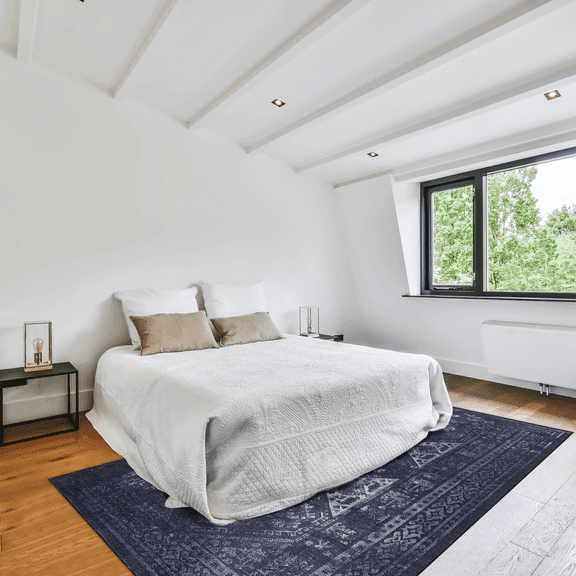 Area Rugs LOOM & LUXE Area Rugs 8x10 for Living Room, Washable Rug, Low-Pile, Non-Slip, Non-Shedding, Foldable, Kid & Pet Friendly - Area Rugs for living room, bedroom, kitchen (Black/Gray, 8' x 10')